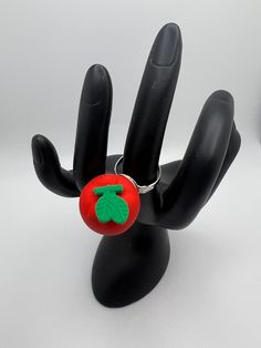 Fruit Ring, Orange ring, red  apple ring, funky statement ring, chunky, unique, fashion, eccentric, handmade, exaggerated, adjustable Apple Rings, Orange Ring, San Antonio Tx, Red Apple, Statement Ring, Rings Statement, Unique Fashion, Statement Rings, Jewelry Rings