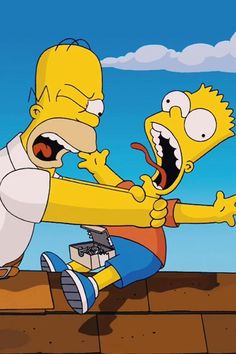 the simpsons character is being attacked by another cartoon character