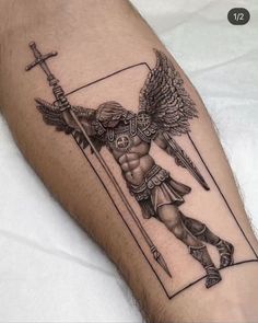 Guy With Tattoos, St Michael Tattoo, Geometric Tattoo Sleeve Designs, International Tattoo, Tattoo Ideas Males, Sketchy Tattoo, Wolf Tattoo Sleeve, Simple Tattoos For Guys, Knight Tattoo