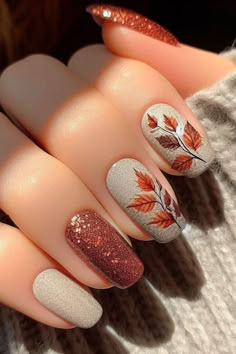 21 Stunning Fall Nail Ideas for Autumn 2024 Fall Thanksgiving Nails, Thanksgiving Nail Designs, Thanksgiving Nail Art, Cute Spring Nails, Nail Swag, Spring Nail Art, Short Nail Designs