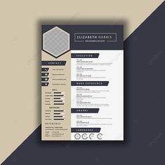 a professional resume template with black and white accents on the front, in an elegant style