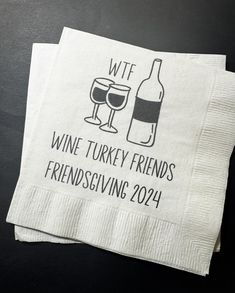 two napkins that have wine on them