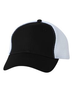 a black and white baseball hat on a white background