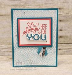 a close up of a greeting card on a wooden background with the words, i'm always here for you