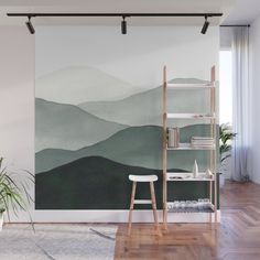 an abstract painting on the wall in a living room