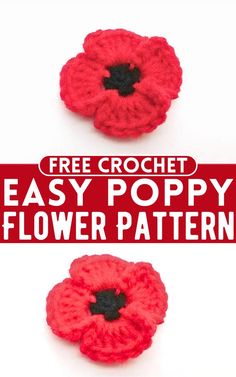 Nadia Fuad's Crochet Easy Poppy Flower Pattern showcases a lively contrast with bold red petals and a black center. Using simple stitches like single and double crochet, this pattern is perfect for all skill levels.