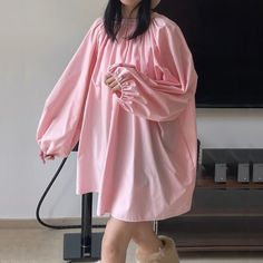 Haylo Smock Neck Puff Sleeve Babydoll Blouse Smock Dress Outfit, Lantern Sleeved Blouses, Babydoll Blouse, Ultra Feminine, Blouse Material, Pink Blouse, Smock Dress, Long Sleeve Maxi Dress, Long Maxi Dress