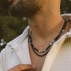 Men's Mixed Seed Bead Necklace Mens Seed Bead Bracelet For Men, Mens Beaded Necklaces, Beads Design, Earthy Jewelry, The Road Less Traveled, Road Less Traveled, Black Onyx Bracelet, Onyx Bracelet, Mens Beaded Bracelets