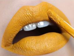 A+canary+yellow+liquid+to+Matte.+Liquid+to+Mattes+are+waterproof.+ Yellow Lips, Yellow Lipstick, Nude Liquid Lipstick, Mauve Lipstick, Gold Lipstick, Shimmer Lipstick, Light Lipstick, Hard Candy Makeup, Yellow Makeup