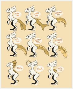 an image of some cartoon animals with different expressions