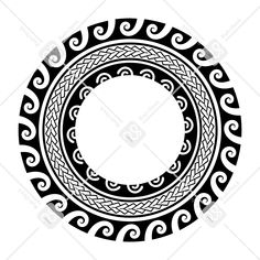 a circular frame with an ornament pattern in black and white on a white background