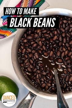 A pot of black beans. Black Beans From Scratch, Beans From Scratch, Homemade Beans, Vegan Side Dishes, Side Dishes Recipes, Cooking Game, Vegan Sides