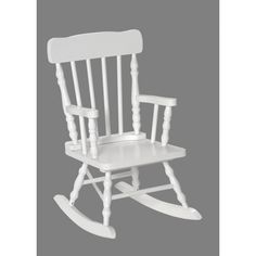 a white rocking chair on a gray background