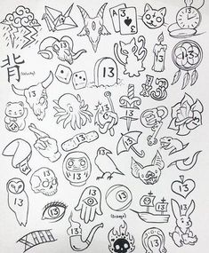 a bunch of doodles that are on top of a piece of paper with numbers and symbols