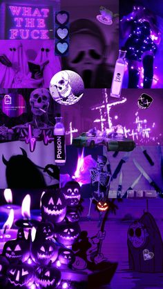 halloween collage with purple and black images