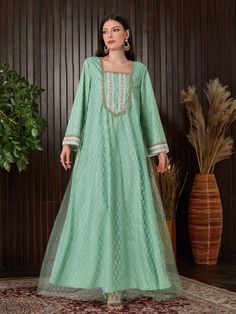 Women's Loose Geometric Weave Belted Dress Mint Green Elegant,Modest  Wrist-Length Sleeve Fabric Geometric A Line Non-Stretch  Women Clothing, size features are:Bust: ,Length: ,Sleeve Length: Arabian Dress, Formal Bridesmaids Dresses, Women Bride, Romantic Lace, Estilo Hip Hop, Women Long Dresses, College Fashion, Hem Dress, Party Girls