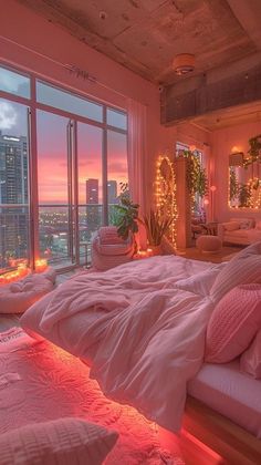 Dreamy Room Aesthetic, Dreamy Bedrooms Aesthetic, Aesthetic Studio Apartment, Pink House Interior, Colorful Rooms, Fun Room, Dream Bedroom Inspiration, Future Apartment Decor