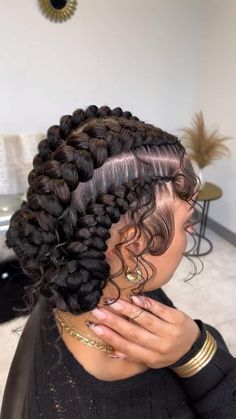 Braided hairstyles for teens Braids New Styles, Cornrow Hairstyles 2024, Braids In Front Curly Hair In Back Natural Hair, Underbraid Styles, Locs Braided To The Back, Protective Styles For Natural Hair Braids Cornrow, Cornrows Braids With Curls, Cornbraids Hairstyles, Braided Hairstyles Styles