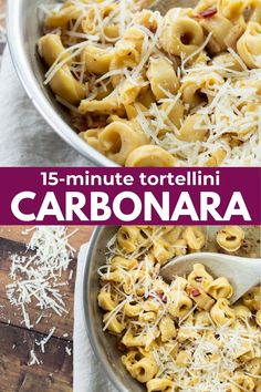 two pans filled with tortelli pasta and topped with parmesan cheese