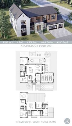 two story house plans with attached garage and living room in the back ground floor plan