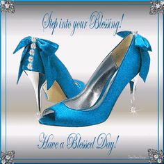 a blue high heeled shoe with a bow on the ankle and congratulations card for a friend