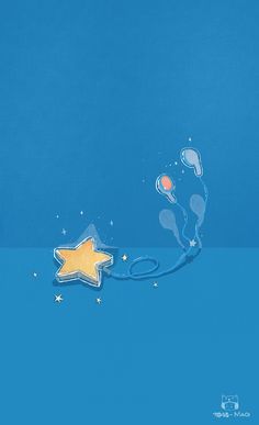 a blue background with stars and bubbles