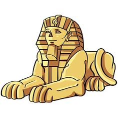 an egyptian statue sitting on the ground