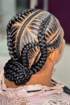 Braided Bun Hairstyles for African American Black Women Braided Ponytail Black Hair, Braids French, African Braids Hairstyles Pictures, Hair Braid Designs, Braided Buns, French Braids