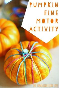 pumpkin fine motor activity for toddlers to learn how to make it with colored string