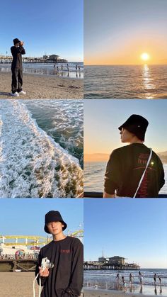 a man standing on top of a beach next to the ocean