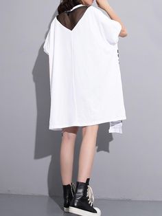 Sku CY-!23919 Material Cotton-blend . >70%Cotton Style Loose . A-line . Batwing Sleeves Feature Printed Occasion Casual . Vacation Seasons Summer Type T-Shirts Tops Color BLACK.WHITE Size FREE SIZE Size chart: Please consult the size chart we provide for this item's measurements to help you decide which size to buy. Please note: There may be 1-3cm differ due to manual measurement. CMINCH Cm Bust Waist Hemline Length FREE SIZE 148 146 150 96 Alphabet Prints, Fashion Street Style, Sleeve Fashion, Color Shorts, Print Tunic, Summer Cotton, Batwing Sleeve, One Piece Swimwear, Fashion Street