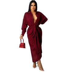 Solid Color Turn Down Collar Button Up Shirt Dress Casual Button-up Maxi Dress For Party, Solid Button-up Shirt Dress For Party, Y2k Dresses, Women Cargos, Long Shirt Dress, Cargo Pants Women, Womens Dress Pants, Party Dress Long, Elegant Dress