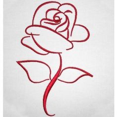 a drawing of a red rose on white paper