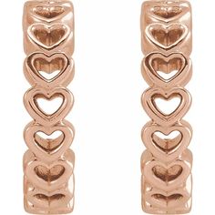 Unit: Pair Earring Dimensions: 12 x 2.77mm Earring Post Type: Push-Back Item: NEC001 Rose Gold Huggie Hoop Earrings For Anniversary, Earrings Pictures, Huggies Hoop Earrings, Bamboo Earrings, Rose Heart, Earrings Hoops, Rosé Heart, Heart Hoop Earrings, Earring Post