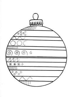 a black and white drawing of a christmas ornament with lines on the bottom