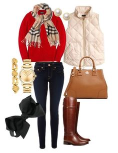 Mode Tips, Burberry Scarf, Preppy Casual, Red Sweater, Winter Mode, True Religion Jeans, Inspiration Mode, Mode Inspiration