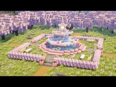 [Minecraft] How to Build a Cherry Blossom Fountain / Tutorial - YouTube Minecraft Fountain, Minecraft Barn, Minecraft Garden, Blossom House, Minecraft House Tutorials