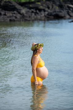 Reversible seamless construction with solid yellow color on reverse side. Adjustable straps. Eco-recycled printed fabric. 85% recycled poly, 15% spandex. Model is wearing size XS in top and bottom. Pregnant Mama Model is wearing size Medium Top and Medium Bottoms Yellow Seamless Swimwear For Beach Season, Yellow Seamless Swimwear For Poolside, Yellow Stretch Seamless Swimwear, Yellow Seamless Stretch Swimwear, Five Panel Hat, Swimming Outfit, Panel Hat, Printed Fabric, Solid Yellow