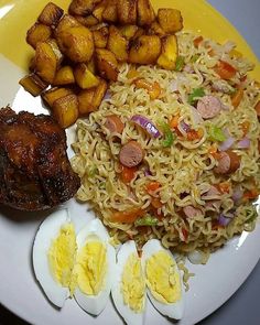 the meal is prepared and ready to be eaten on the plate with chopsticks