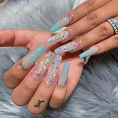 Nail Design Glitter, French Pedicure, Blue Acrylic Nails, Ombre Acrylic Nails, Winter Nails Acrylic, Cute Acrylic Nail Designs, Purple Nail, Long Acrylic Nails Coffin, Her Nails