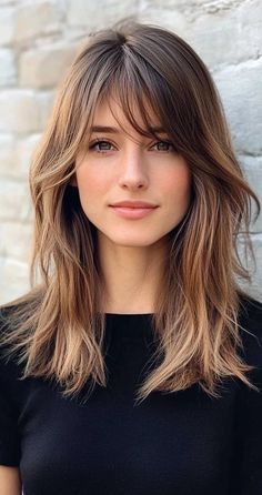 Straight Hair With Fringe Bangs, Cheek Length Curtain Bangs, Medium Haircut With Face Framing, Oval Face Curtain Bangs, Mid Length Hair With Long Bangs, Face Shaping Bangs, Natural Curtain Bangs, Medium Hair With Fringe, Face Framing Layers With Bangs Medium