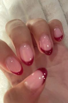 French Tip Red Nails Square, Nail Ideas With Natural Nails, Pretty Burgundy Nails, Fall Nails Coquette, Simple Nails For Homecoming, Dark Red French Tips Almond, Nail Ideas For A Red Dress, Simple Red French Tip Nails, Dark Red Nails Short Design