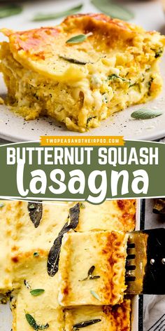 This vegetarian Butternut Squash Lasagna recipe is made with layers of lasagna noodles, butternut squash, a creamy spinach ricotta mixture, a rich bechamel sauce, and lots of melty cheese! It’s the perfect cozy meal for fall or Thanksgiving! Squash Lasagna Recipe, Butternut Squash Lasagna Recipe, Squash Sauce, Butternut Squash Spinach, Butternut Squash Sauce, Squash Lasagna, Butternut Squash Lasagna, Cheesy Spinach, Fresh Sage