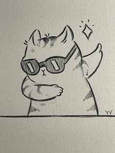 a drawing of a cat wearing sunglasses