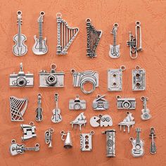 a collection of various metal objects on a wall