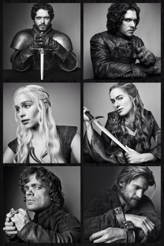 game of thrones character portraits in black and white, with the same image as them