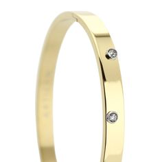 The ON BANGLE made of gold plated Stainless steel with embossed four cubic zirconia stones. Tennis Bracelet, Gold Bangles, Jewelry Trends, Rhodium Plated, Necklace Set, Ear Cuff, Cubic Zirconia, Gold Necklace, Gold Plate