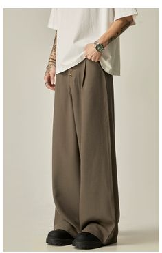 Button Design Wide-Leg Straight Trousers WN7733 – WONDER NOAH Casual Full Length Buttoned Pants, Casual Full Length Pants With Buttons, Casual Full Length Bottoms With Buttons, Casual Wide-leg Dress Pants With Button Closure, Casual Wide Leg Dress Pants With Button Closure, Casual Khaki Dress Pants For Summer, Casual Wide Leg Pants With Button Closure, Full Length, Brown Wide Leg Bottoms With Buttons, Casual Khaki Pants With Buttons