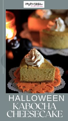 halloween kaboccia cheesecake with whipped cream on top