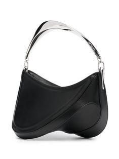 Find MUGLER Spiral Curve 01 Shoulder Bag on Editorialist. This Mugler shoulder bag is crafted from calf leather and features a top zip fastening, adjustable shoulder straps, a silver-tone logo plaque and silver-tone hardware. It also has a curve-edge body. Modern Leather Shoulder Bag With Handle Drop, Contemporary Top Handle Leather Bag, Contemporary Leather Top Handle Bag, Contemporary Leather Shoulder Bag, Contemporary Leather Shoulder Bag With Detachable Strap, Modern Calf Leather Shoulder Bag With Silver-tone Hardware, Contemporary Leather Shoulder Bag For Evening, Modern Sculptural Leather Bags, Modern Leather Shoulder Bag With Silver-tone Hardware